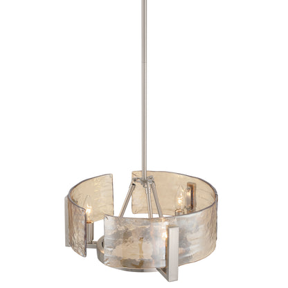 Aenon 3-light Chandelier in Pewter with Amber Water Glass - - Golden Lighting