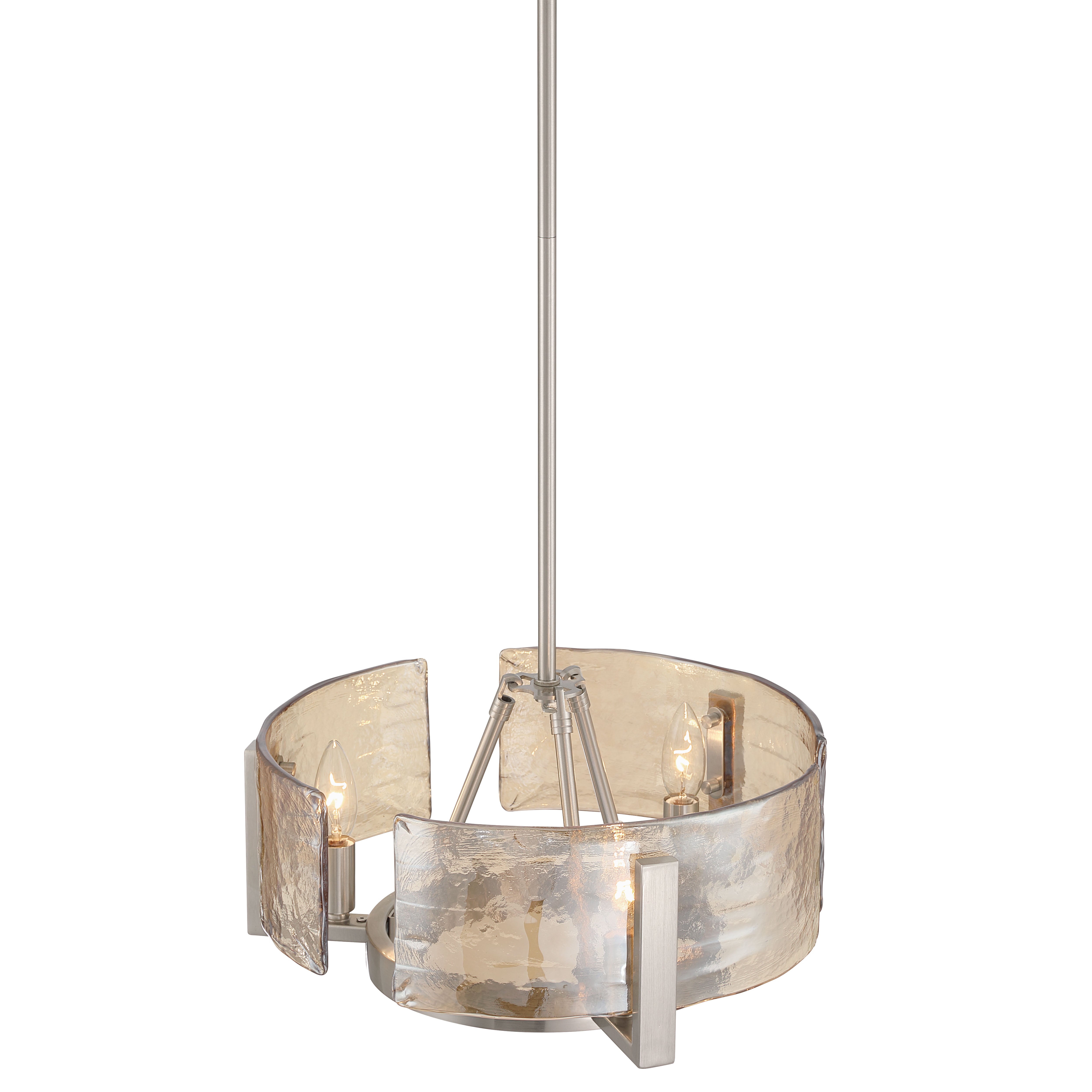 Aenon 3-light Chandelier in Pewter with Amber Water Glass - - Golden Lighting