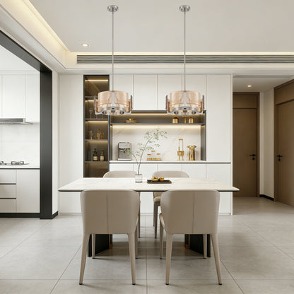 Aenon 3-light Chandelier in Pewter with Amber Water Glass - - Golden Lighting