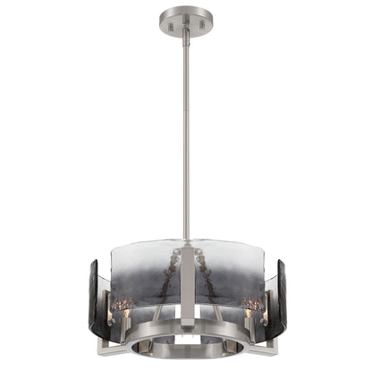 Aenon 3-light Chandelier in Pewter with Smokey Water Glass - - Golden Lighting