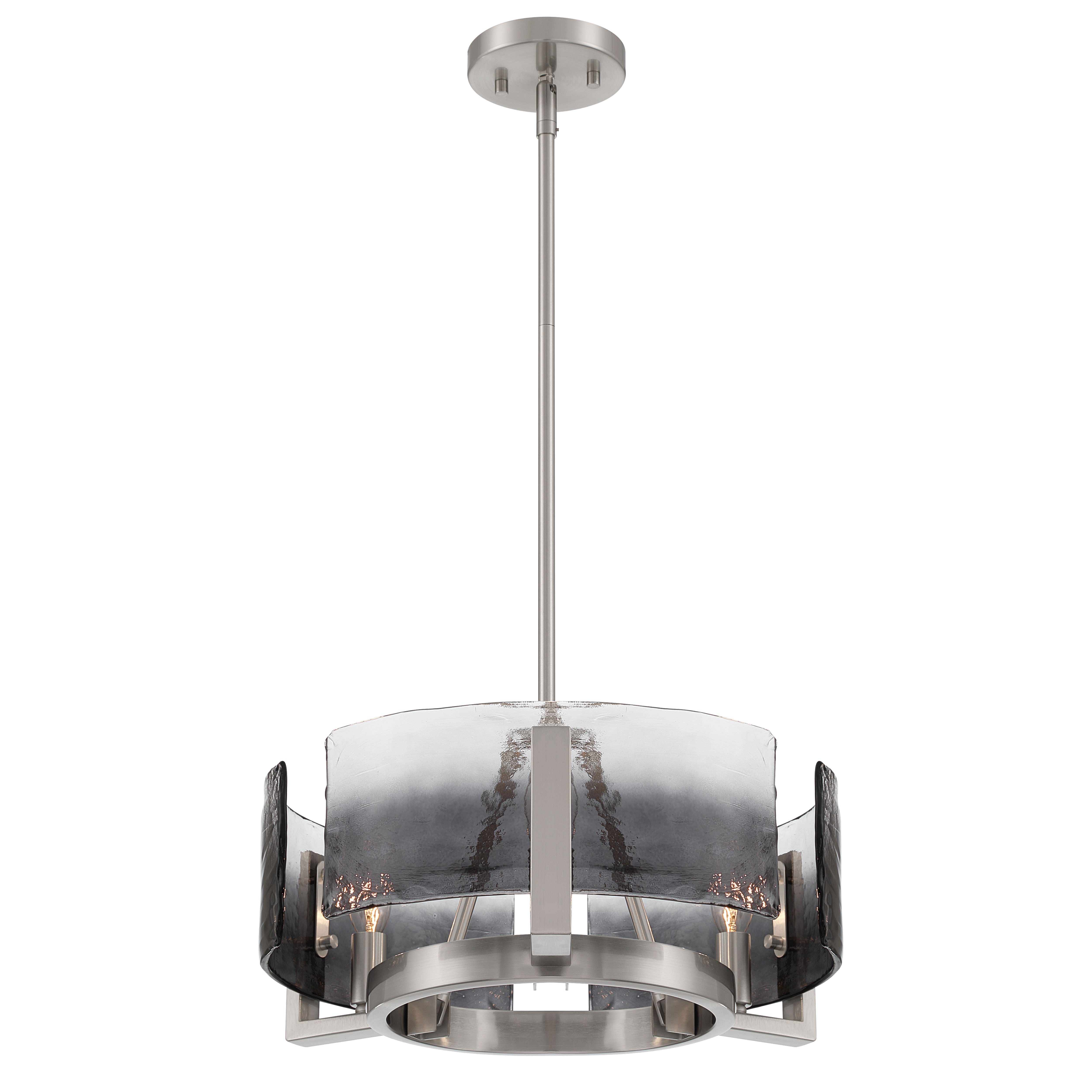 Aenon 3-light Chandelier in Pewter with Smokey Water Glass - - Golden Lighting