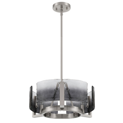 Aenon 3-light Chandelier in Pewter with Smokey Water Glass - - Golden Lighting