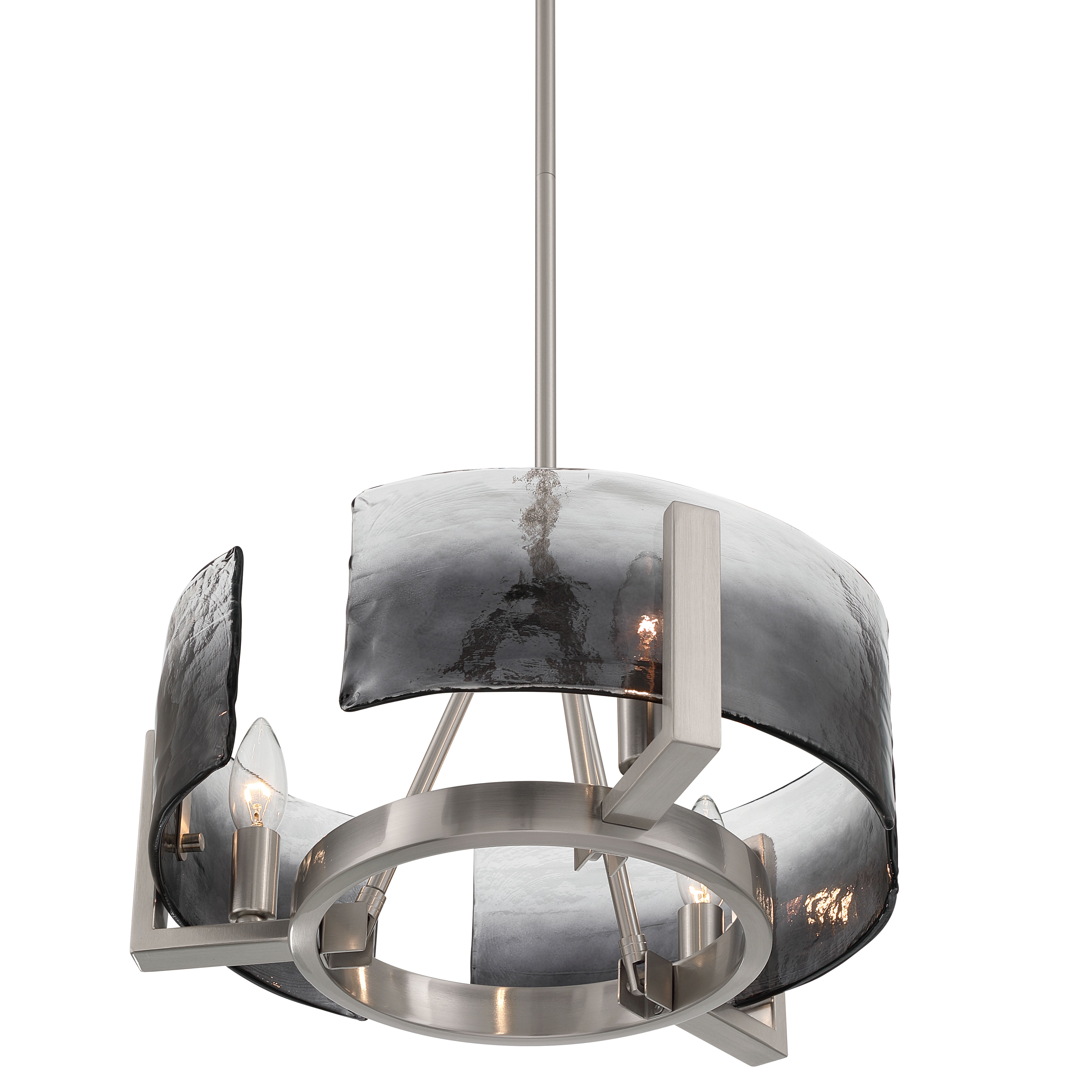 Aenon 3-light Chandelier in Pewter with Smokey Water Glass - - Golden Lighting