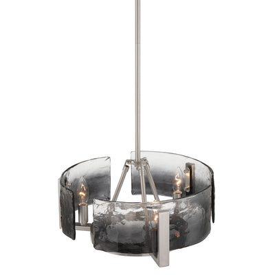 Aenon 3-light Chandelier in Pewter with Smokey Water Glass - - Golden Lighting