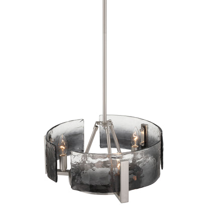 Aenon 3-light Chandelier in Pewter with Smokey Water Glass - - Golden Lighting