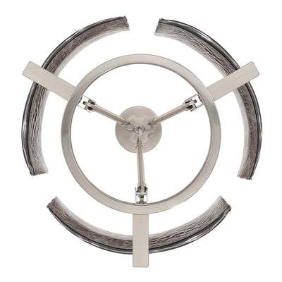 Aenon 3-light Chandelier in Pewter with Smokey Water Glass - - Golden Lighting