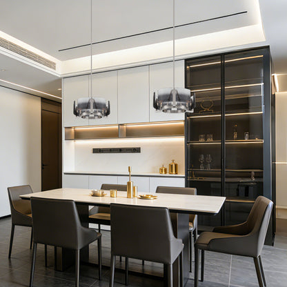 Aenon 3-light Chandelier in Pewter with Smokey Water Glass - - Golden Lighting