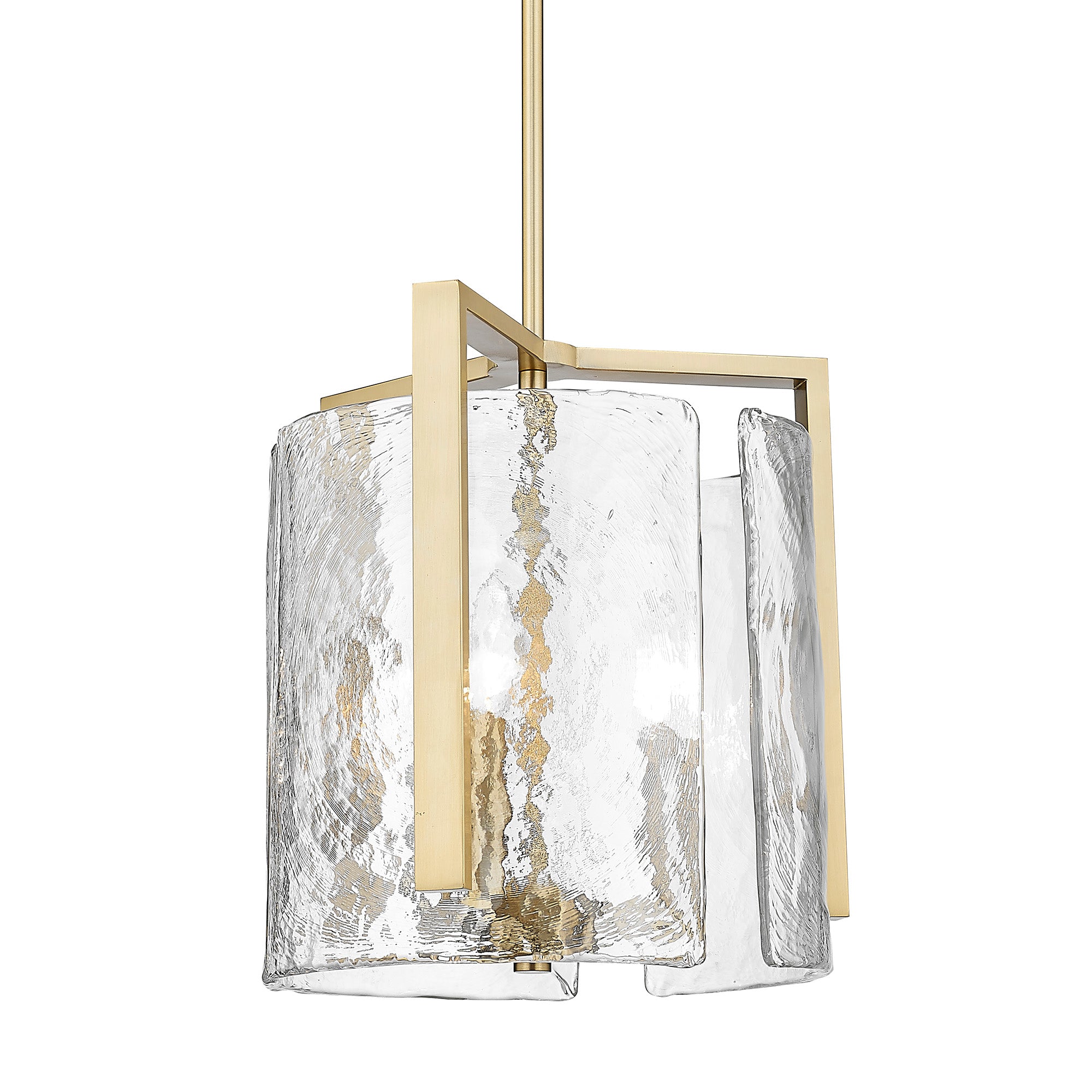 Aenon BCB 3 Light Pendant in Brushed Champagne Bronze with Hammered Water Glass Shade - - Golden Lighting