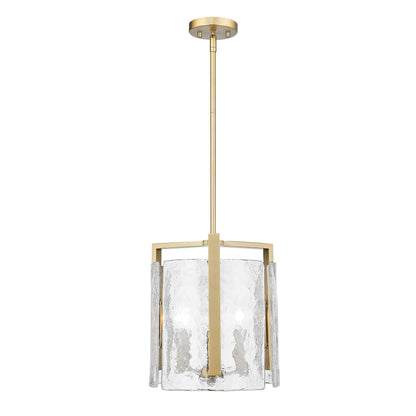 Aenon BCB 3 Light Pendant in Brushed Champagne Bronze with Hammered Water Glass Shade - Default Title - Golden Lighting