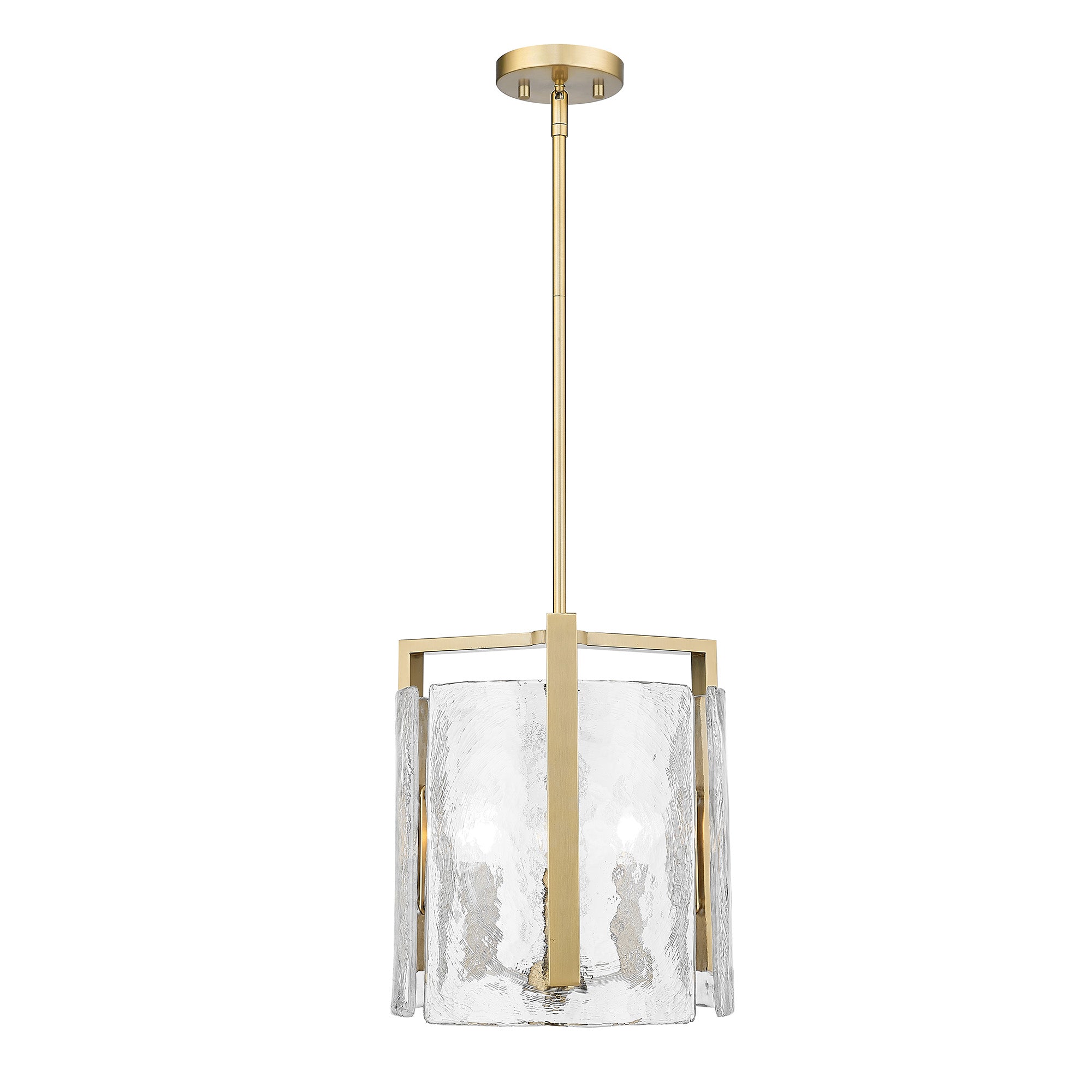 Aenon BCB 3 Light Pendant in Brushed Champagne Bronze with Hammered Water Glass Shade - Brushed Champagne Bronze / Hammered Water Glass / Clear - Golden Lighting