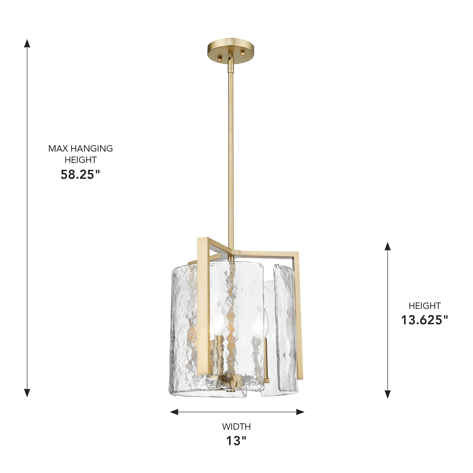 Aenon 3-light Pendant in Brushed Champagne Brass - - Golden Lighting