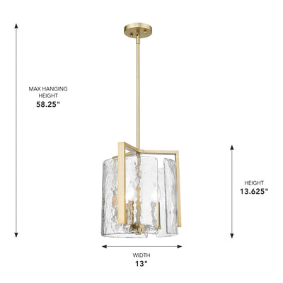 Aenon 3-light Pendant in Brushed Champagne Brass - - Golden Lighting