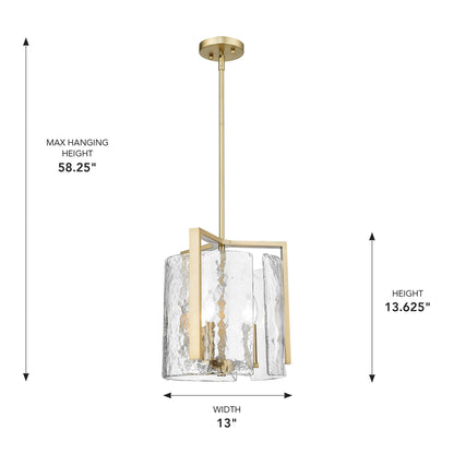 Aenon 3-light Pendant in Brushed Champagne Brass - - Golden Lighting