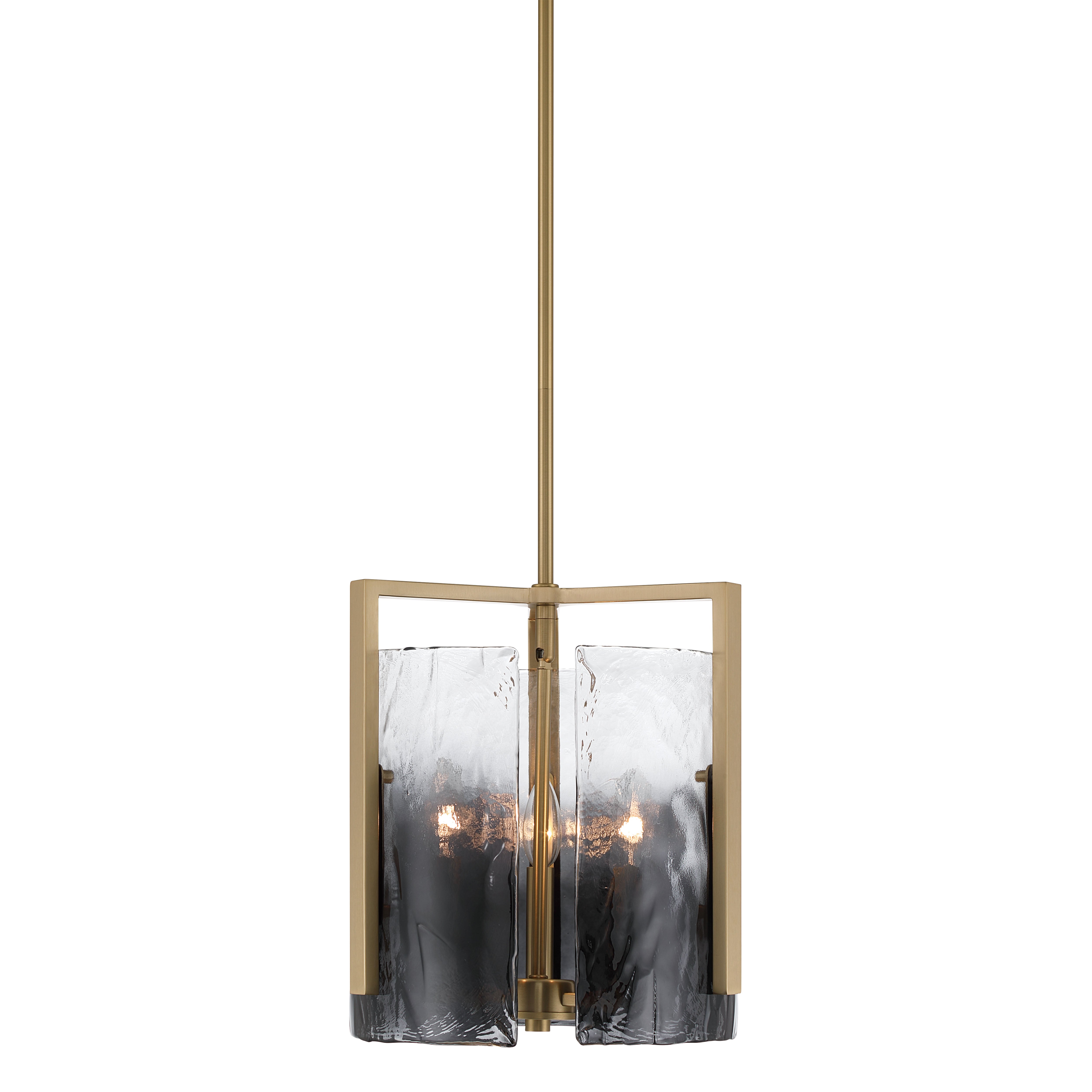 Yep by Golden Lighting Aenon 3-light Pendant in Brushed Champagne Brass with Smokey Water Glass