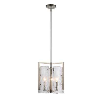 Aenon 3-Light Pendant in Pewter with Hammered Water Glass - - Golden Lighting