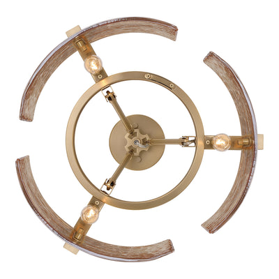Aenon 3-light Semi-Flush Mount in Brushed Champagne Brass with Amber Water Glass - - Golden Lighting