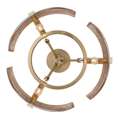 Aenon 3-light Semi-Flush Mount in Brushed Champagne Brass with Amber Water Glass - - Golden Lighting