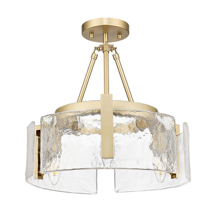 Aenon 3-light Semi-Flush Mount in Brushed Champagne Brass - - Golden Lighting
