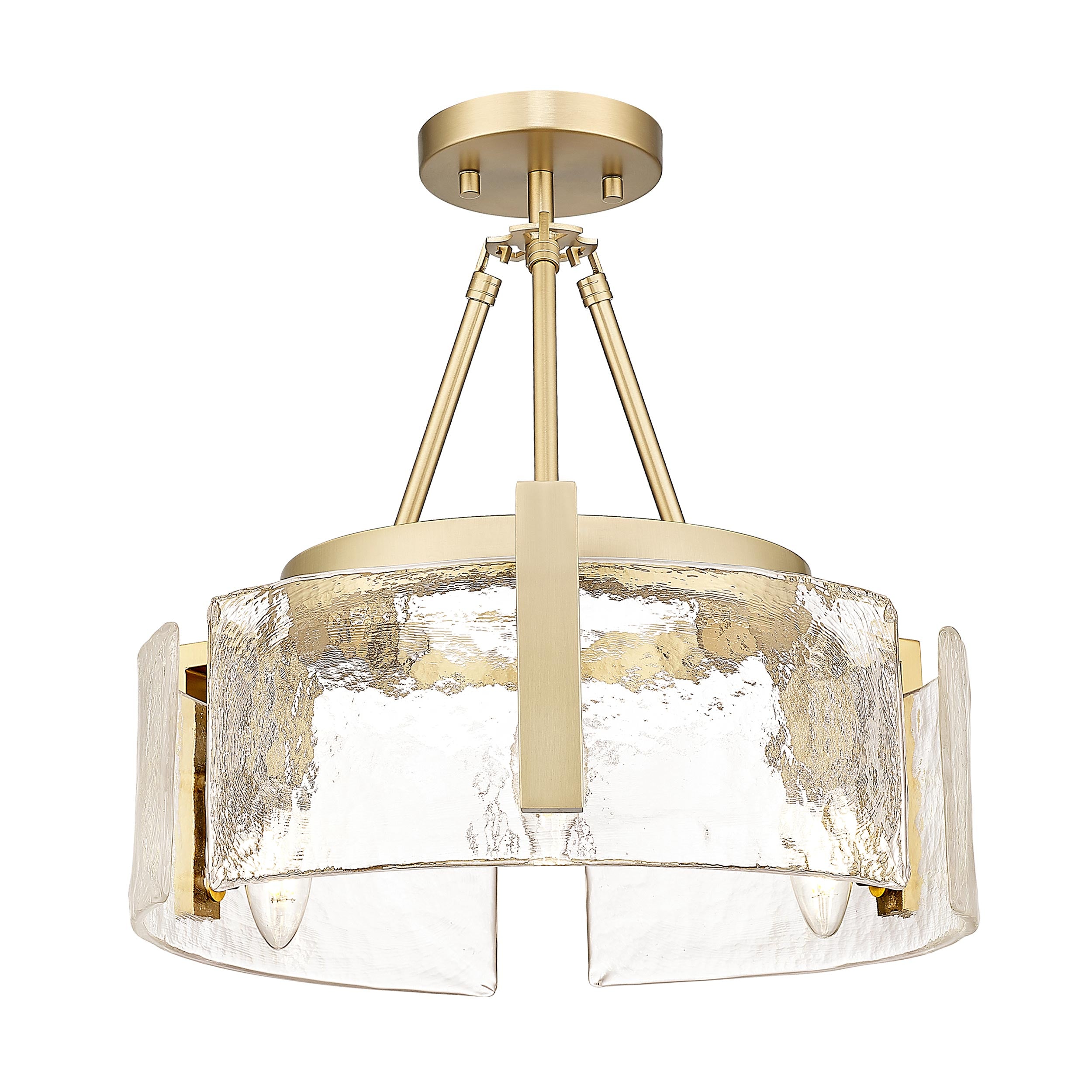 Yep by Golden Lighting Aenon 3-light Semi-Flush Mount in Brushed Champagne Brass