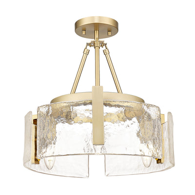Aenon 3-light Semi-Flush Mount in Brushed Champagne Brass - - Golden Lighting