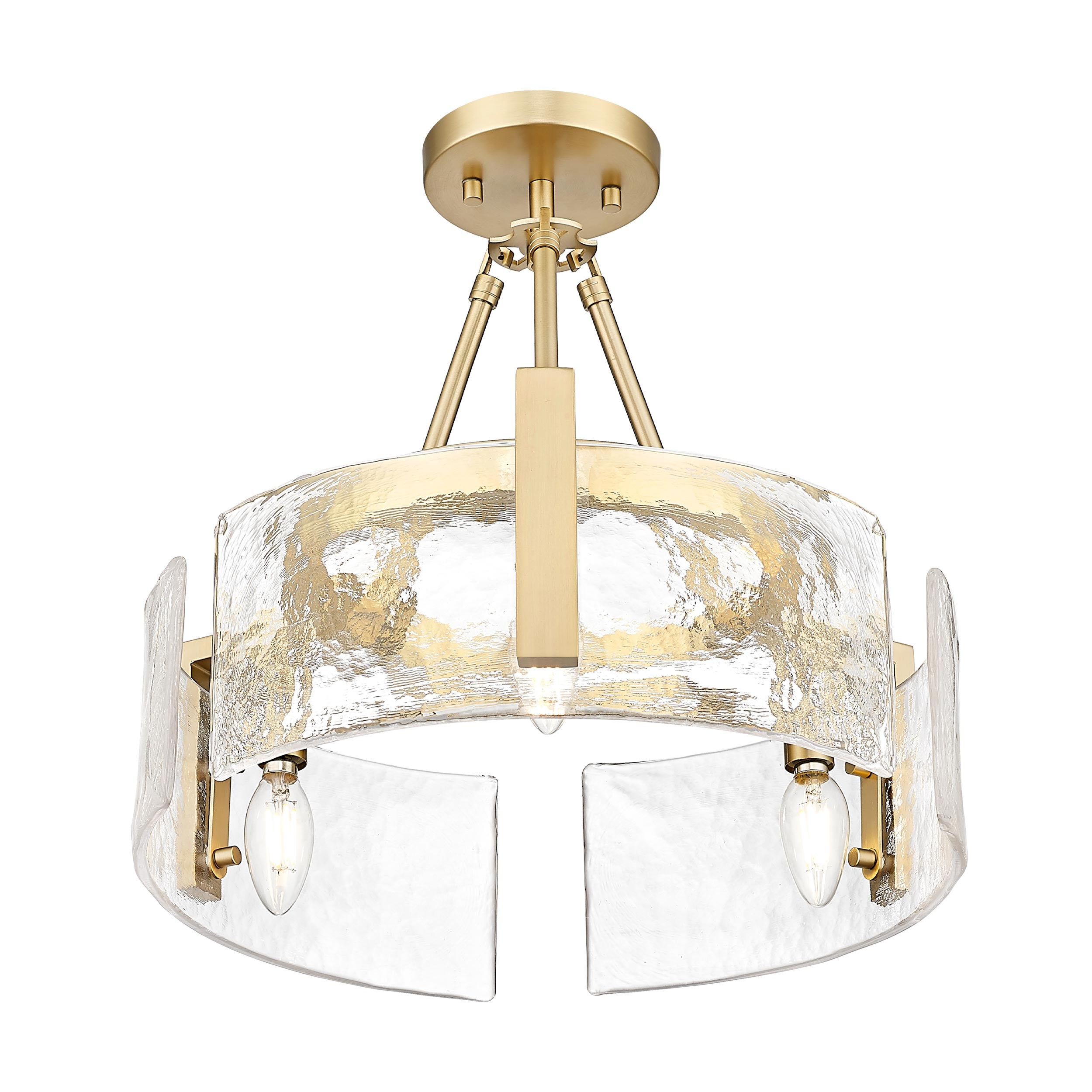 Aenon 3-light Semi-Flush Mount in Brushed Champagne Brass - - Golden Lighting