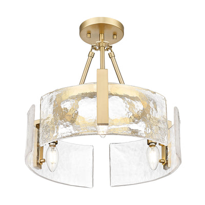 Aenon 3-light Semi-Flush Mount in Brushed Champagne Brass - - Golden Lighting