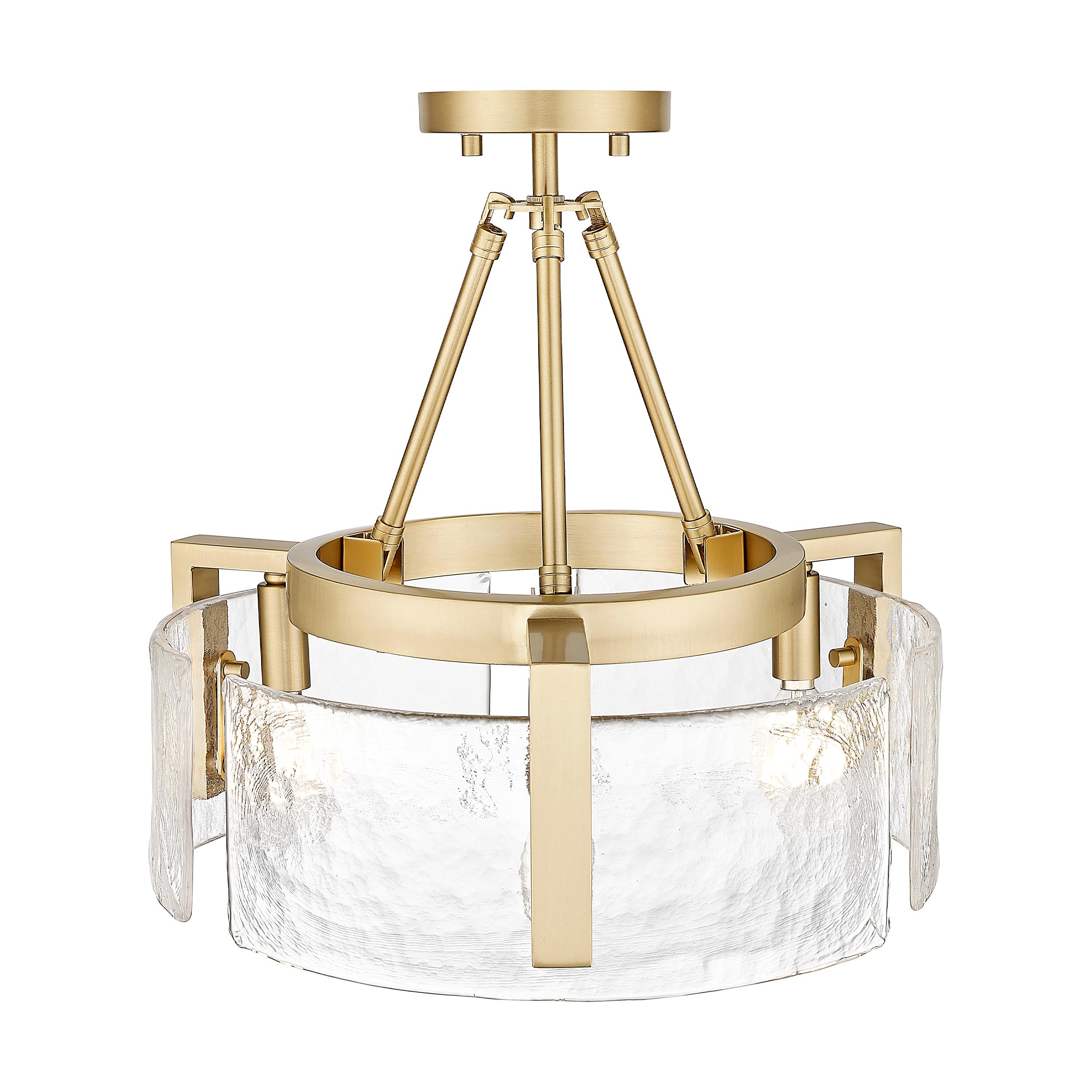 Aenon 3-light Semi-Flush Mount in Brushed Champagne Brass - - Golden Lighting