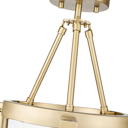Aenon 3-light Semi-Flush Mount in Brushed Champagne Brass - - Golden Lighting