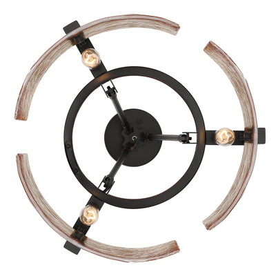 Aenon 3-light Semi-Flush Mount in Matte Black with Amber Water Glass - - Golden Lighting