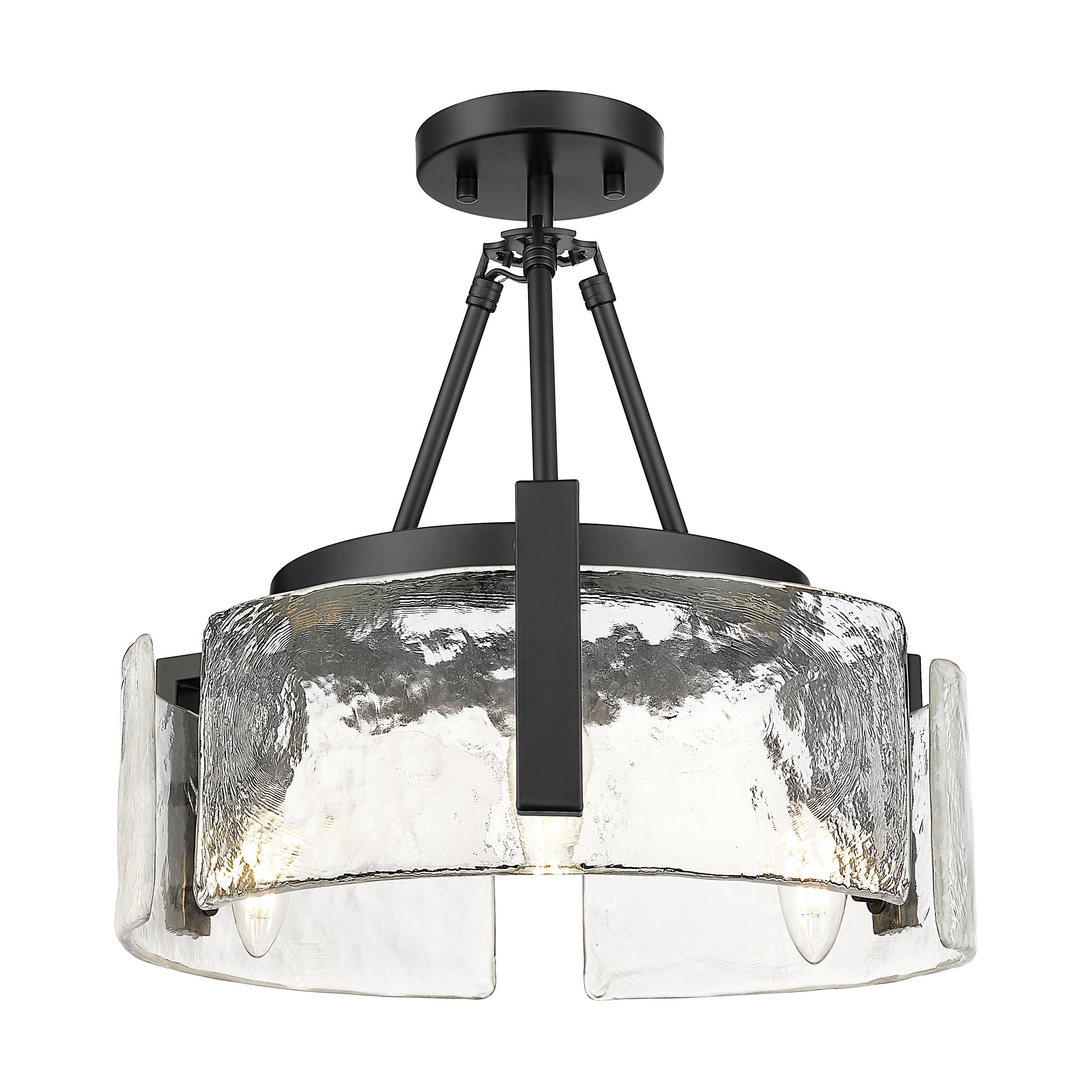 Yep by Golden Lighting Aenon 3-light Semi-Flush Mount in Matte Black - - Golden Lighting