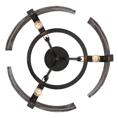 Aenon 3-light Semi-Flush Mount in Matte Black with Smokey Water Glass - - Golden Lighting