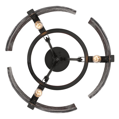 Aenon 3-light Semi-Flush Mount in Matte Black with Smokey Water Glass - - Golden Lighting
