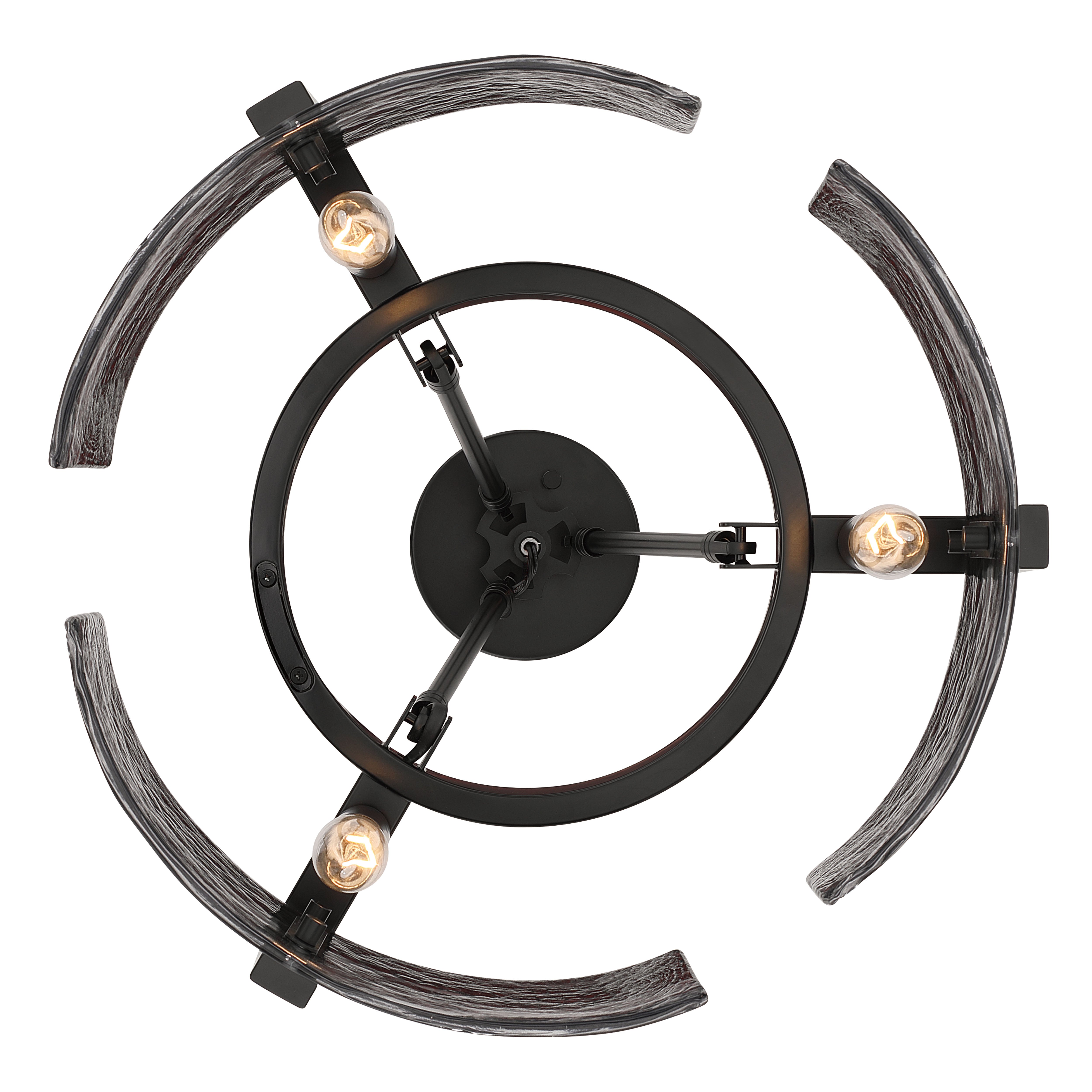 Aenon 3-light Semi-Flush Mount in Matte Black with Smokey Water Glass - - Golden Lighting