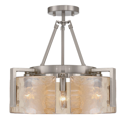 Aenon 3-light Semi-Flush Mount in Pewter with Amber Water Glass - - Golden Lighting