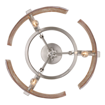Aenon 3-light Semi-Flush Mount in Pewter with Amber Water Glass - - Golden Lighting