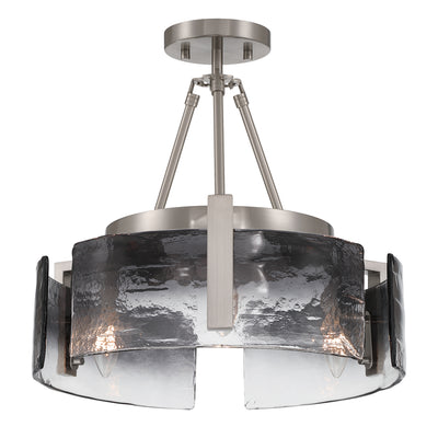 Aenon 3-light Semi-Flush Mount in Pewter with Smokey Water Glass - - Golden Lighting