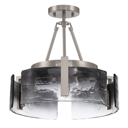 Aenon 3-light Semi-Flush Mount in Pewter with Smokey Water Glass - - Golden Lighting