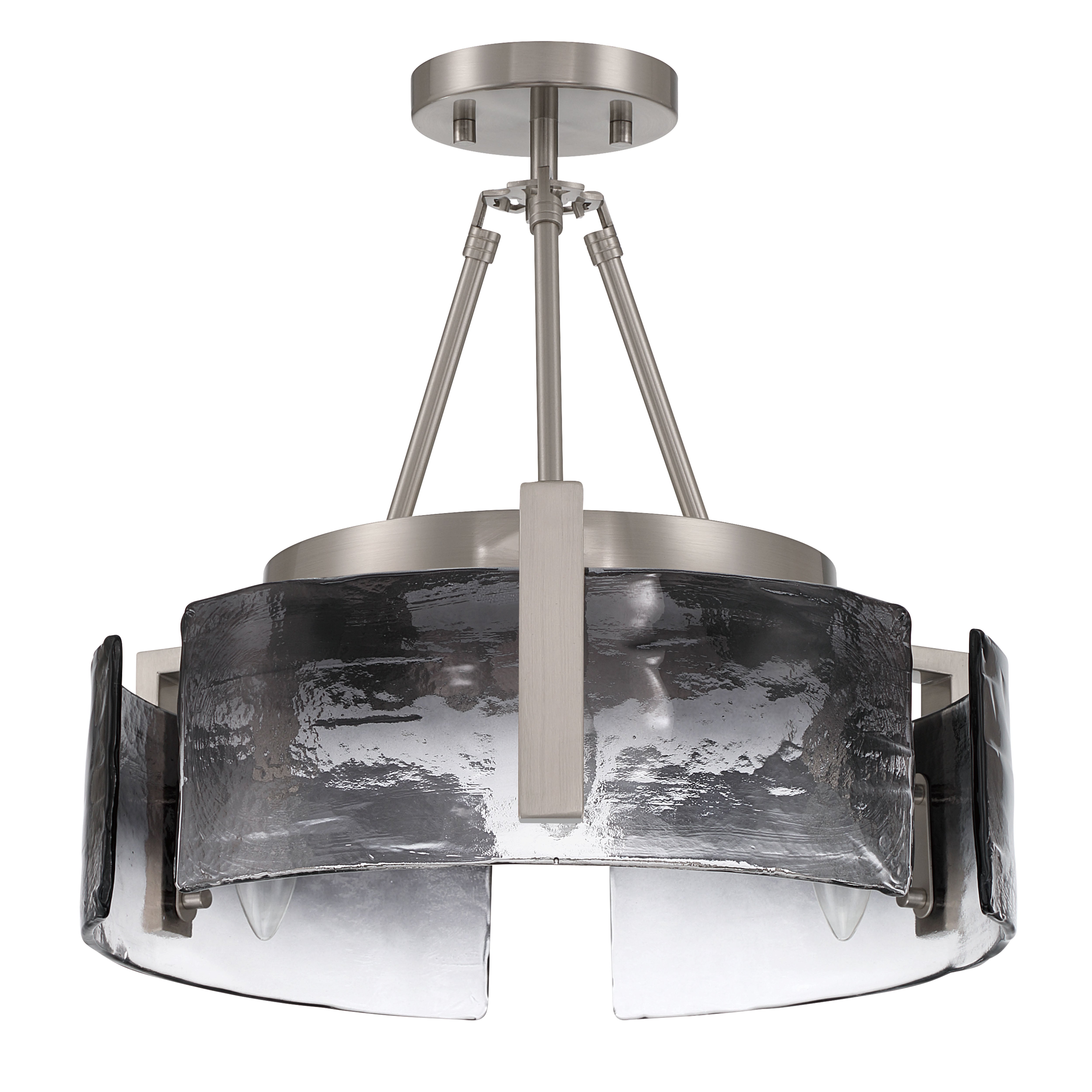 Aenon 3-light Semi-Flush Mount in Pewter with Smokey Water Glass - - Golden Lighting
