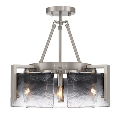 Aenon 3-light Semi-Flush Mount in Pewter with Smokey Water Glass - - Golden Lighting