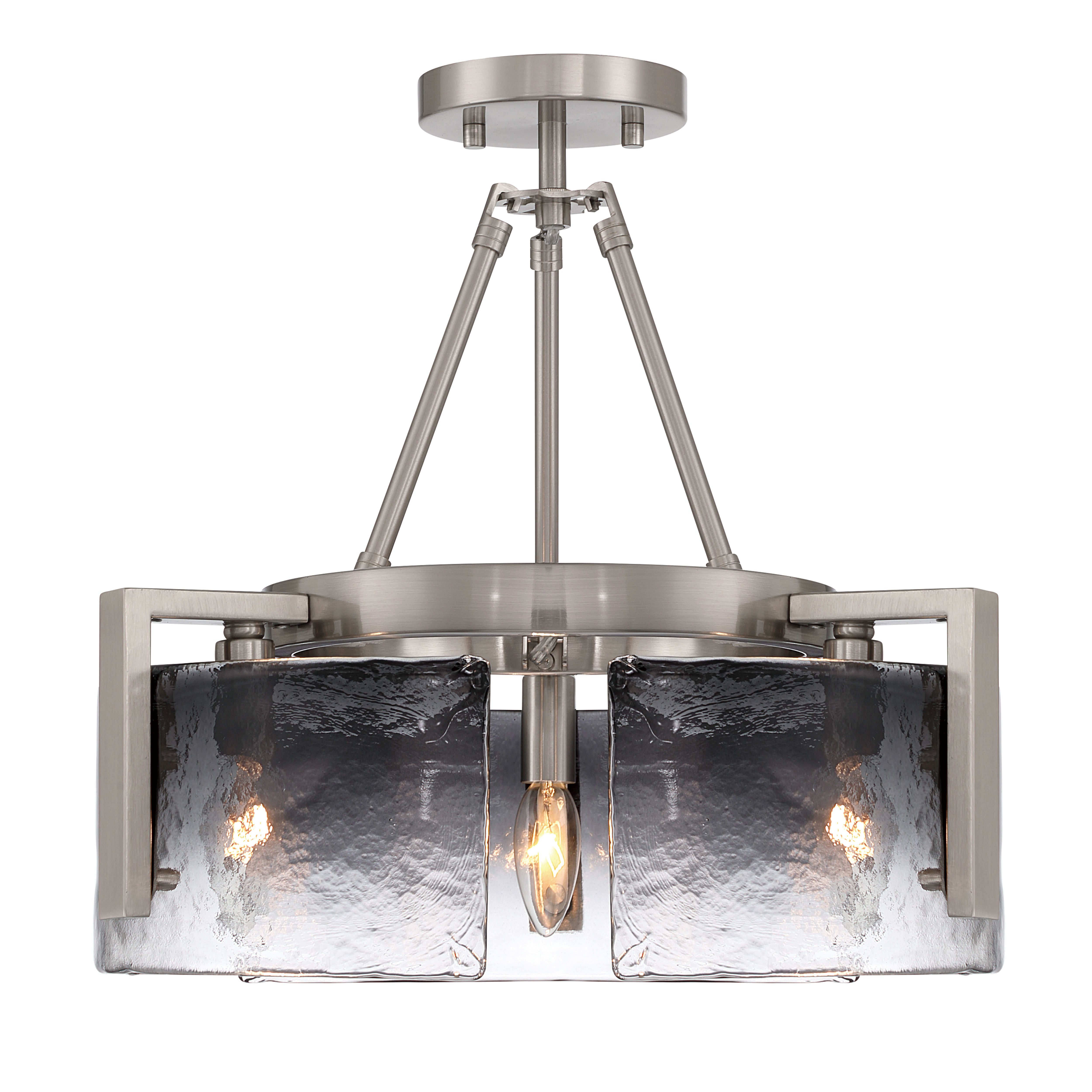 Aenon 3-light Semi-Flush Mount in Pewter with Smokey Water Glass - - Golden Lighting