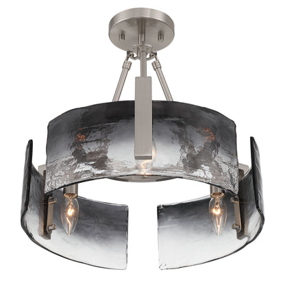 Aenon 3-light Semi-Flush Mount in Pewter with Smokey Water Glass - - Golden Lighting