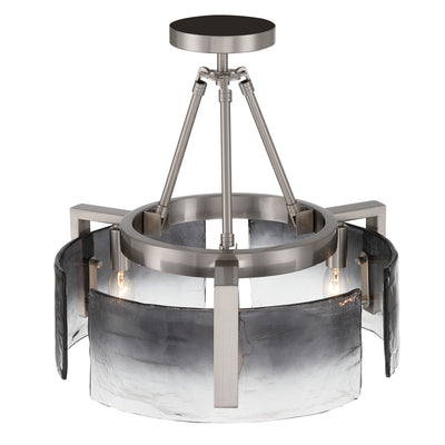 Aenon 3-light Semi-Flush Mount in Pewter with Smokey Water Glass - - Golden Lighting