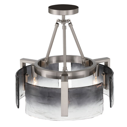 Aenon 3-light Semi-Flush Mount in Pewter with Smokey Water Glass - - Golden Lighting