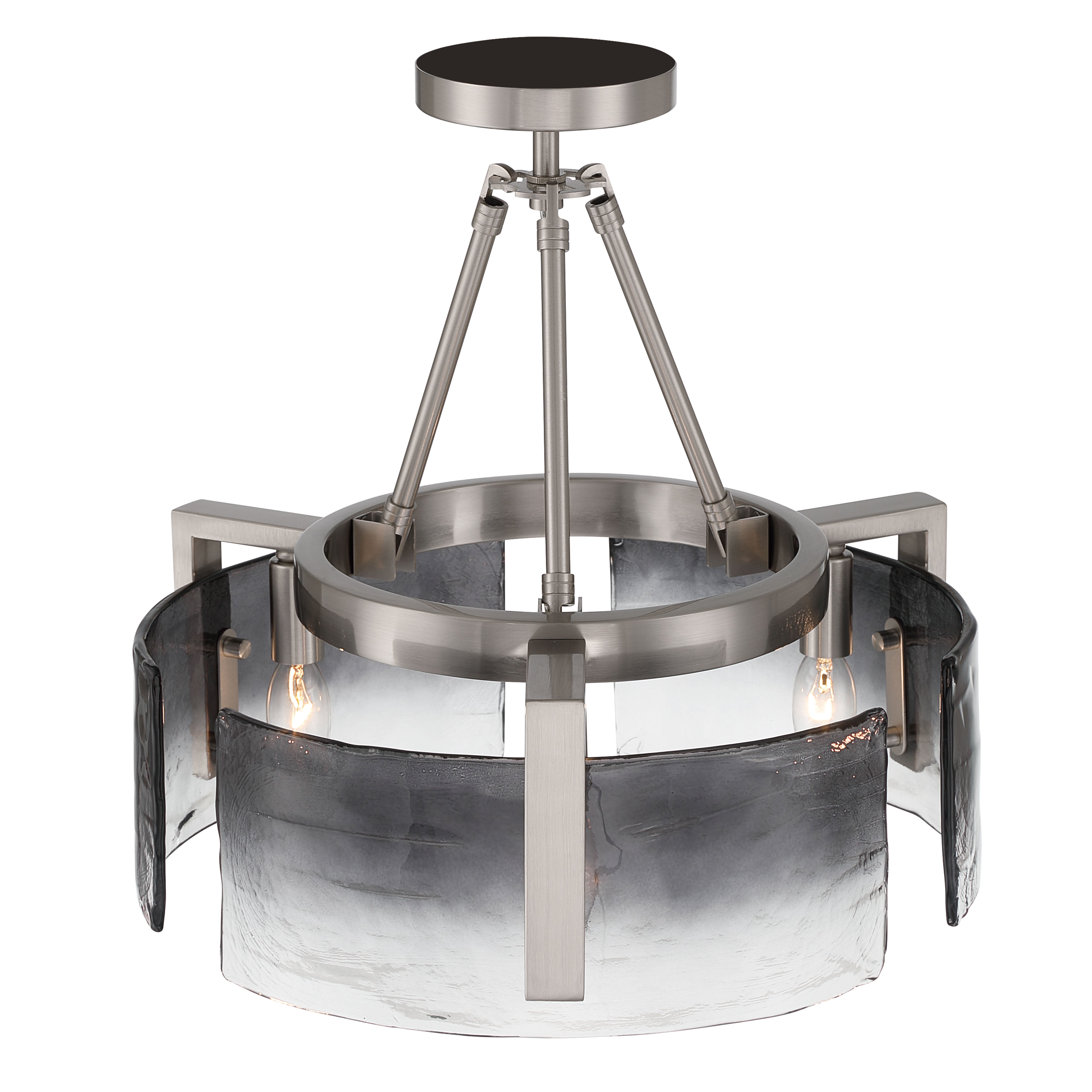 Aenon 3-light Semi-Flush Mount in Pewter with Smokey Water Glass - - Golden Lighting