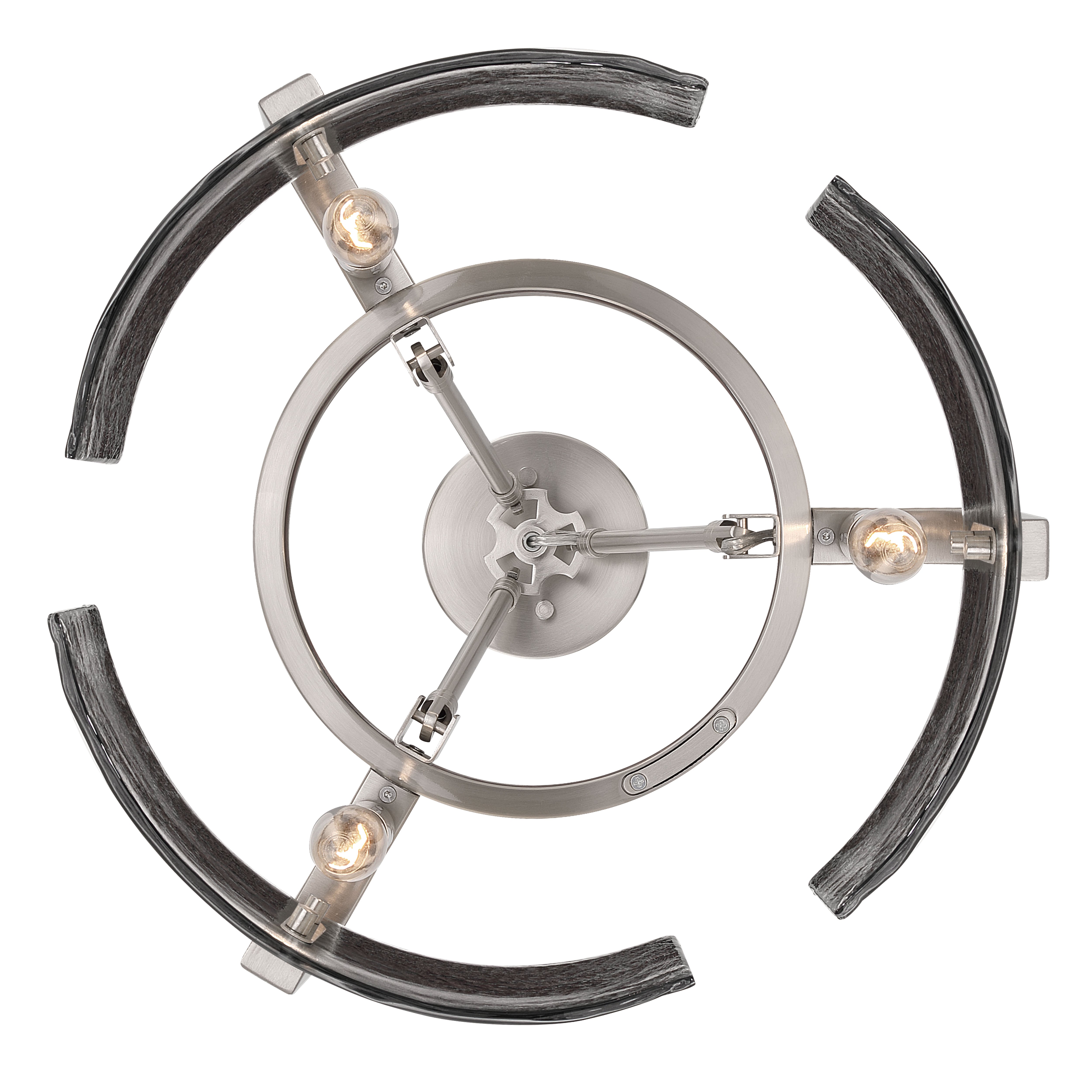 Aenon 3-light Semi-Flush Mount in Pewter with Smokey Water Glass - - Golden Lighting