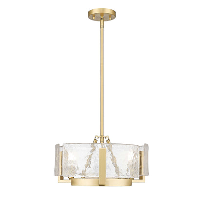 Aenon 3-Light Chandelier in Brushed Champagne Bronze with Hammered Water Glass - - Golden Lighting