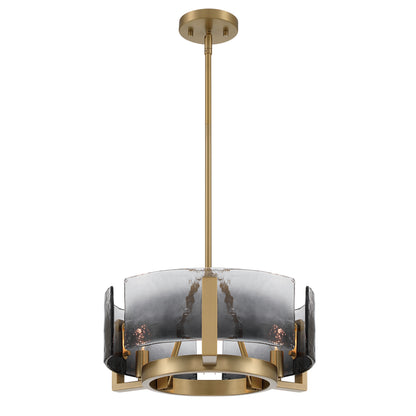 Yep by Golden Lighting Aenon 3-light Chandelier in Brushed Champagne Brass with Smokey Water Glass