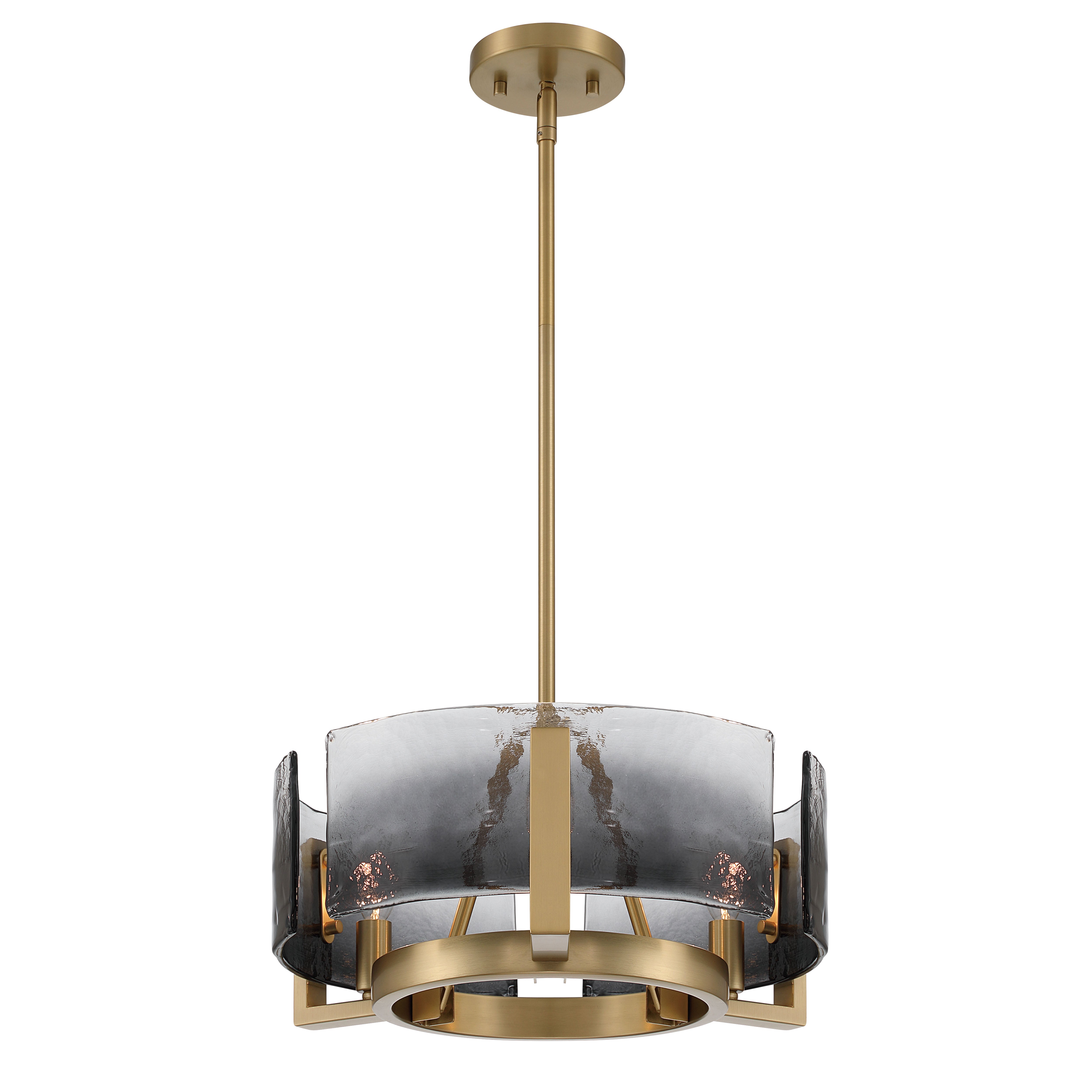 Yep by Golden Lighting Aenon 3-light Chandelier in Brushed Champagne Brass with Smokey Water Glass