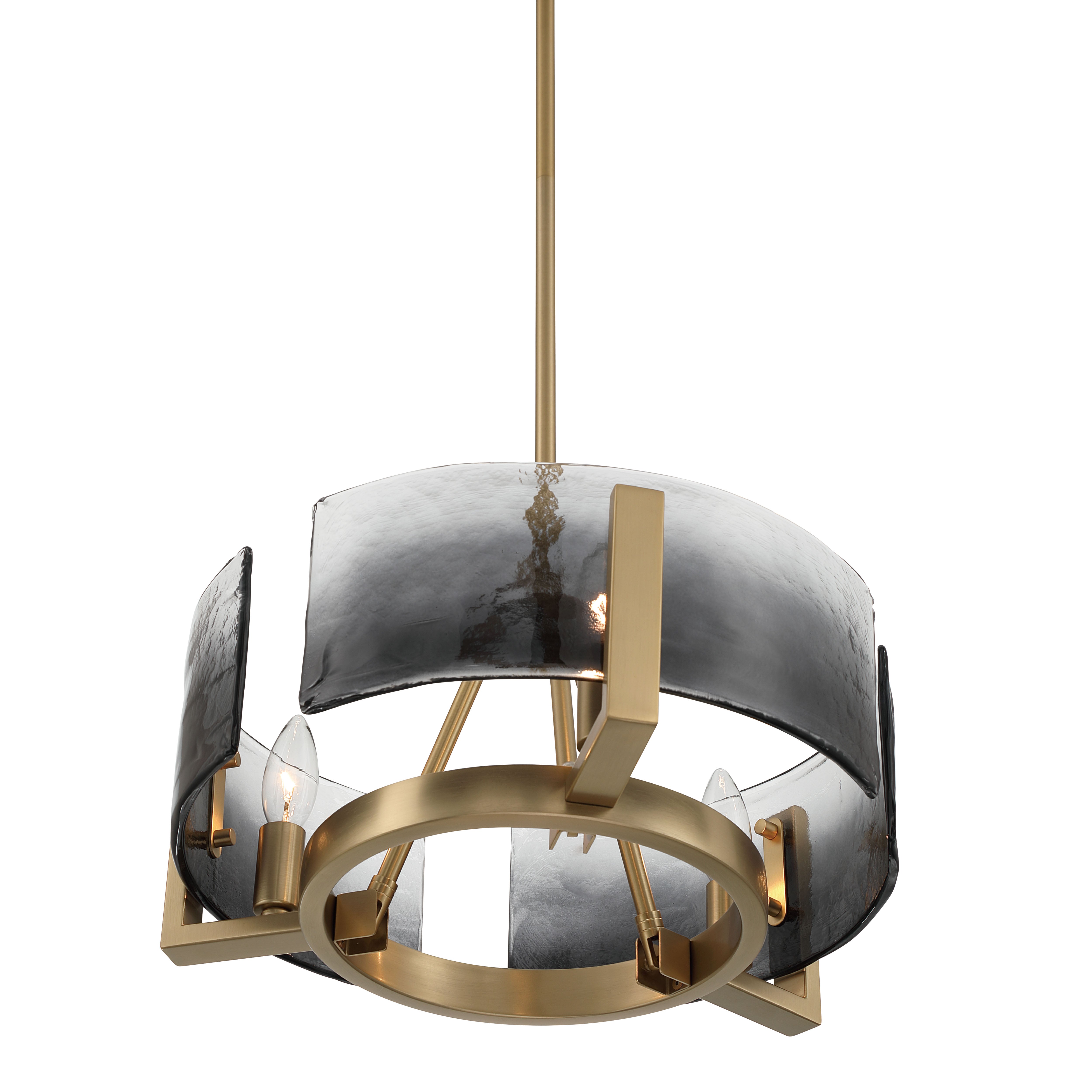 Yep by Golden Lighting Aenon 3-light Chandelier in Brushed Champagne Brass with Smokey Water Glass