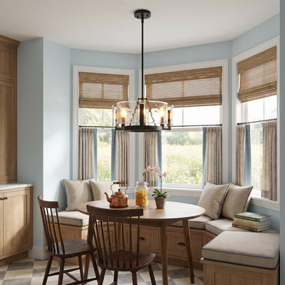 Aenon 3-light Chandelier in Matte Black, AI-visualized room scene - Golden Lighting